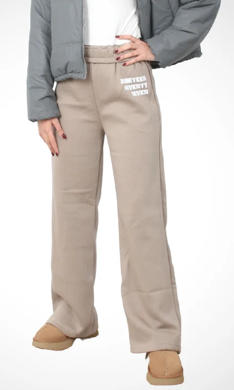 Earthy Tones Women Logo Wide Leg Joggers (Café)