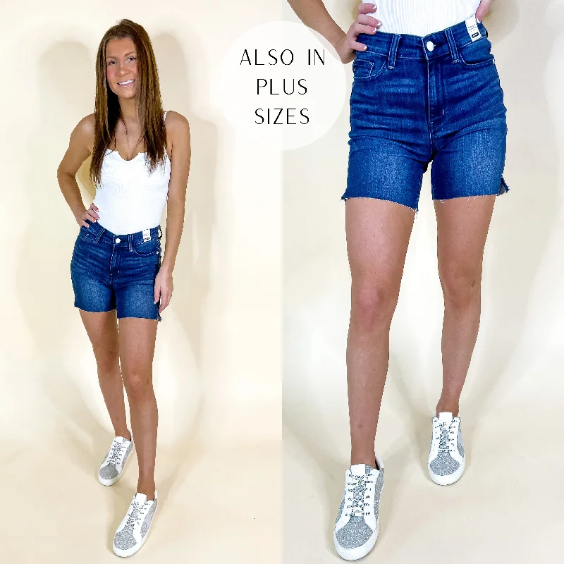 Classic Women's Fashion Judy Blue | Claim To Love Mid Thigh Cut Off Shorts in Dark Wash