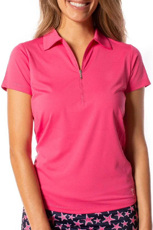 Latest Trends Hot Pink Short Sleeve Zip Polo