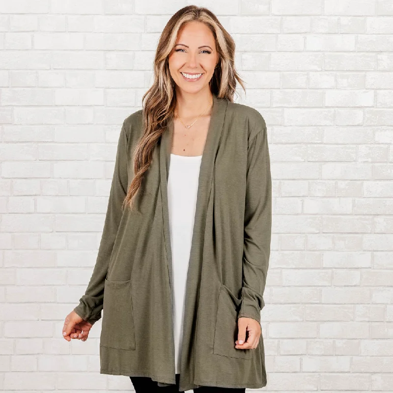 Women's Evening Wear Kindness And Compassion Cardigan, Light Olive