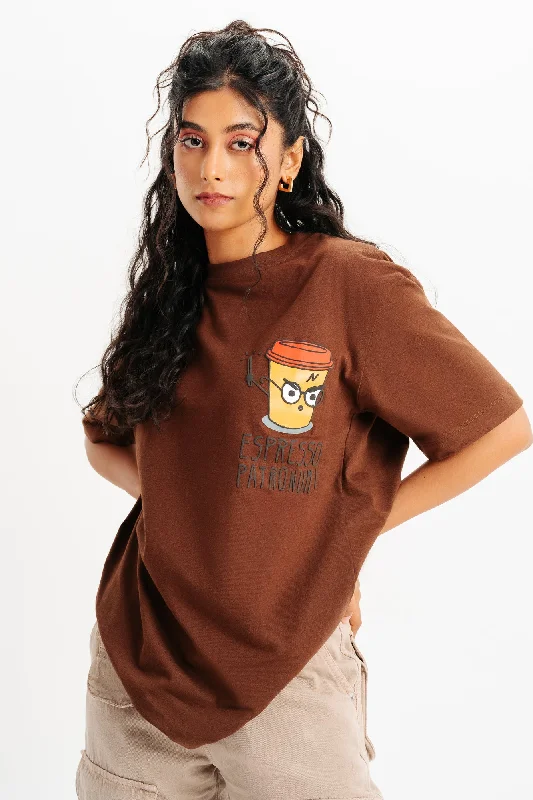 Women's Athleisure Apparel Espresso Oversized Tees