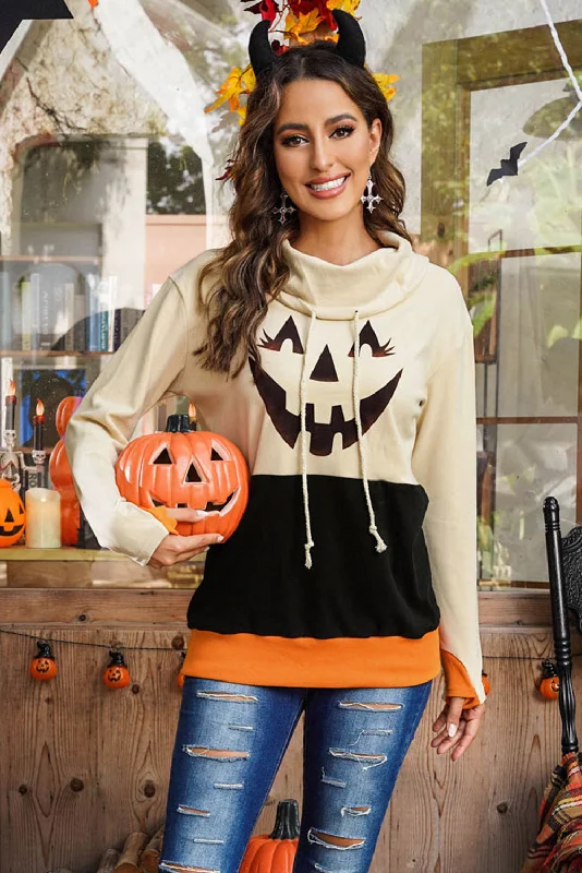 Women's Formal Event Outfit Long Sleeve Jack-O'-Lantern Graphic Sweatshirt