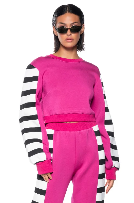 Women's Apparel WATERMELON SUGAR PULL OVER STRIPED SWEATSHIRT