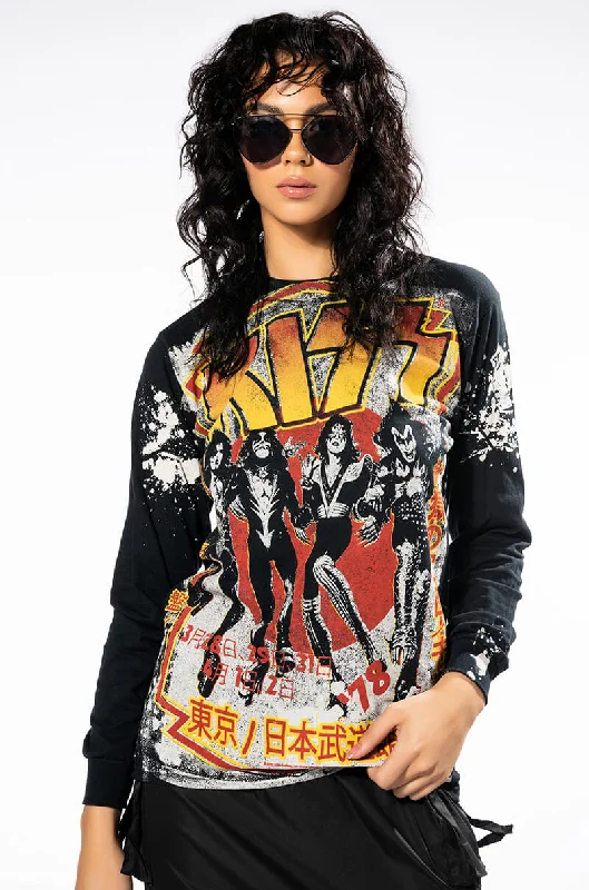 Extreme Clearance Deals KISS SPLATTER LONG SLEEVE BAND TEE