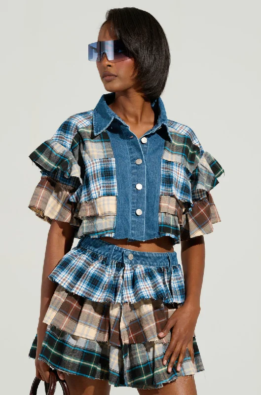 Chic Women's Clothing for Date Nights OVERRATED PLAID BUTTON DOWN BLOUSE