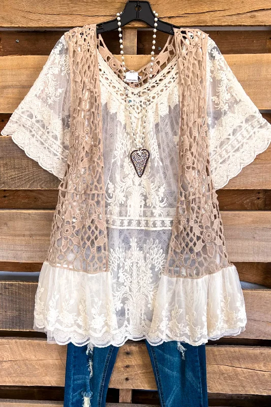 Sale Clothes Online Yes I Will Crochet Vest - Mocha - 100% COTTON