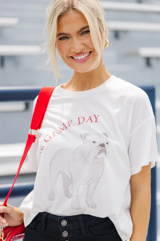 Clearance Sale It's Game Day White Bulldog Graphic Tee