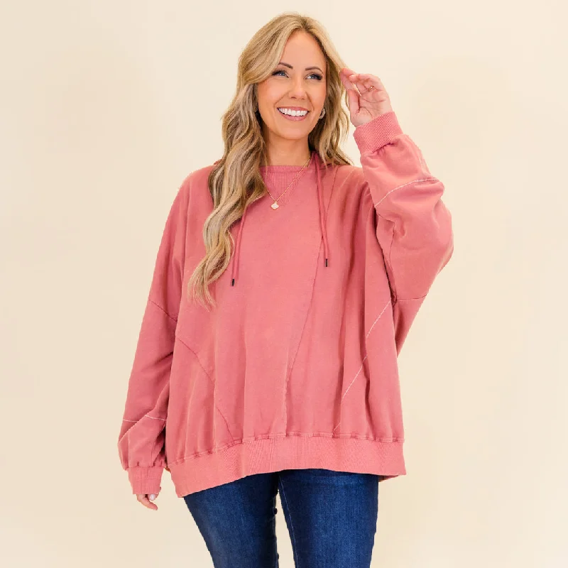 Laid-Back Elegance Happy Days Ahead Hoodie, Pink