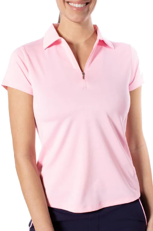 Stylish Savings Rose Pink Short Sleeve Zip Polo