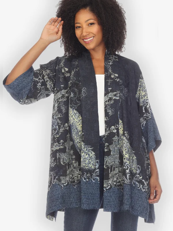 Women's Casual Outfit Chinoiserie Japan Silk Kimono Top