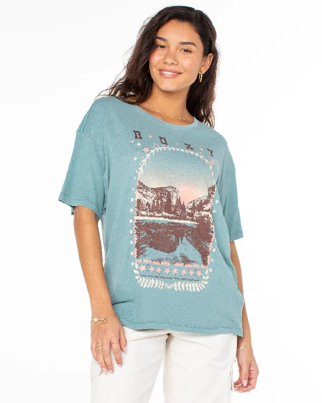 Classic Women's Apparel Folk Mountain T-Shirt - Mineral Blue