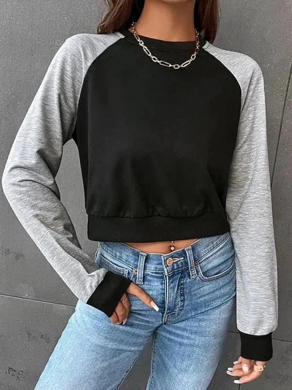 Women's Trendy Activewear Apparel Patchwork Women Cropped Sweatshirt