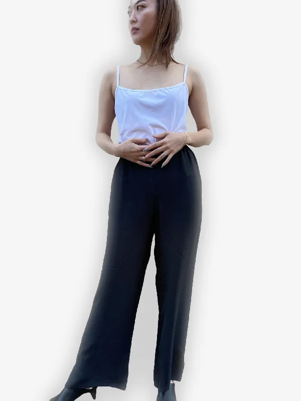 Women's Clothing Apparel Sets Straight Leg Silk Pant with a Frog Detail