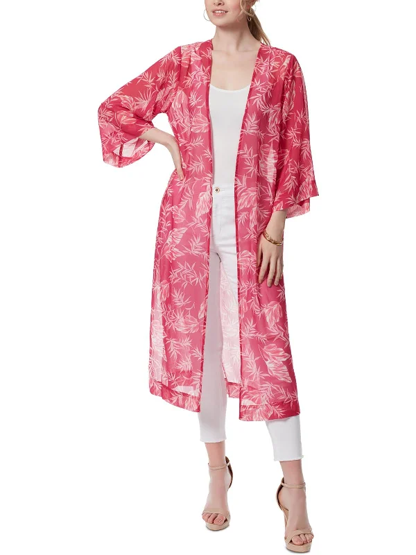 Women's Chic Outerwear Outfit Womens Floral Print Long Kimono