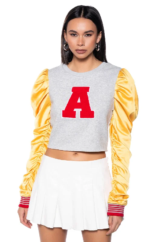 Women's Athletic Apparel VALEDICTORIAN BADDIE PUFF SLEEVE SWEATSHIRT