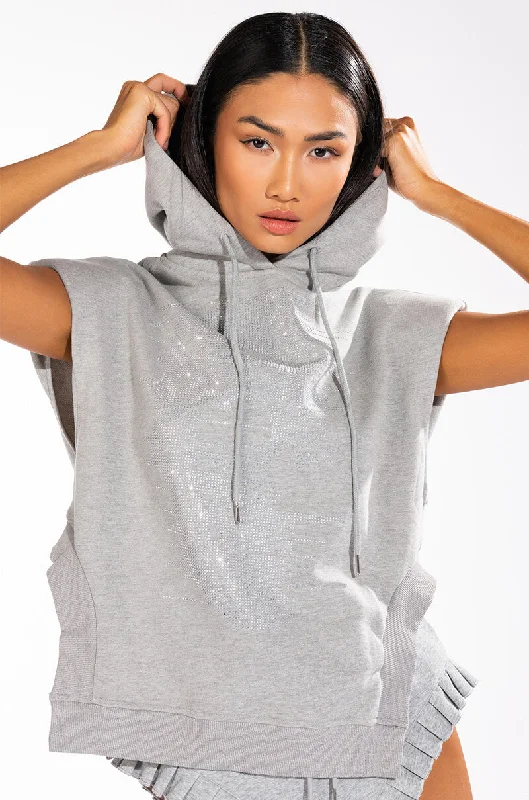 Weekend Sale YOU AND ME SLEEVELESS EMBELLISHED HOODIE