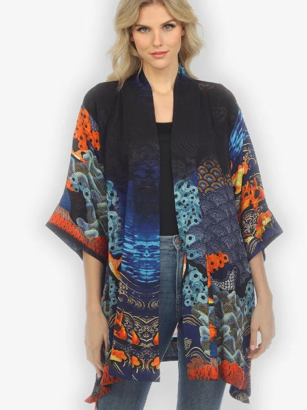 Women's Clothing Outfit Set Royal Koi Pond Silk Kimono