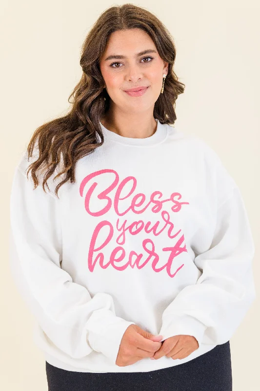 Women's Elegant Garments Bless Your Heart Sweatshirt, White