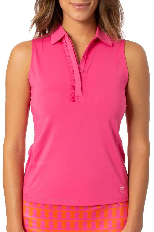 Online Clothing Stores Hot Pink Sleeveless Ruffle Polo