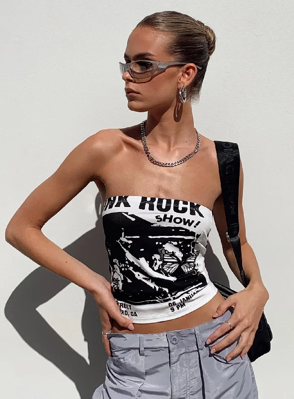 Latest Trends Punk Rock Strapless Top White