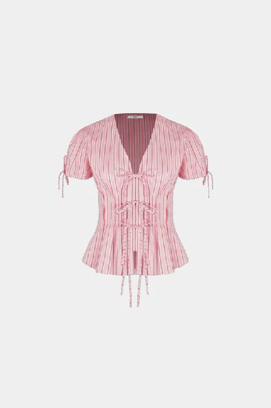 Sophisticated Style Ruby - Simona Blouse, Pink Red Stripe