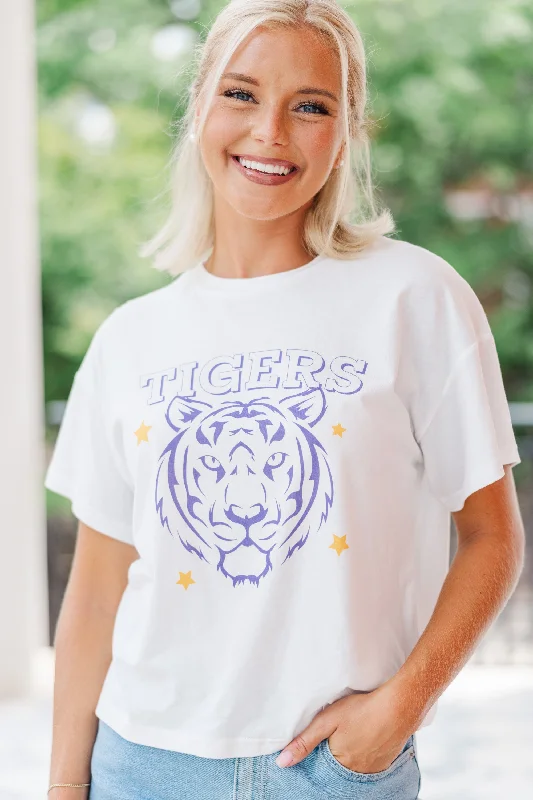 Summer Sale Go Tigers White Graphic Tee