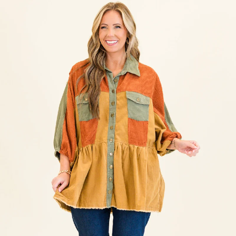 Current Trends Harvest Hues Shacket, Rust Mix