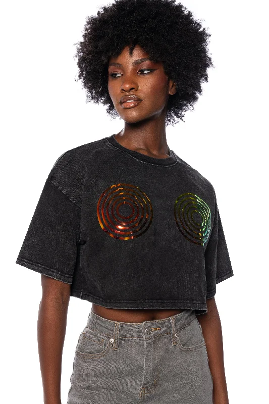 Stylish Women's Garments BETTER TOGETHER METALLIC PATCH GRAPHIC TSHIRT