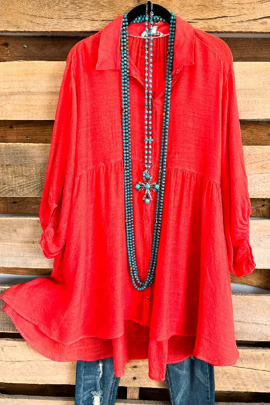 Boutique Styles Confidence Is Everything Tunic -  Tomato Red