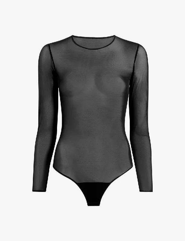 Fashion Women's Clothing Chic Mesh Long Sleeve Bodysuit