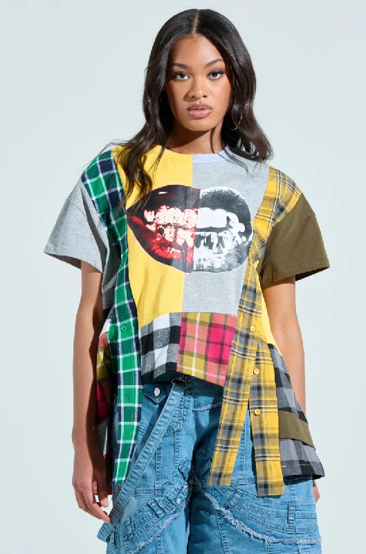 Casual Clothes For Women REBUILT OVERSIZED FLANNEL T-SHIRT