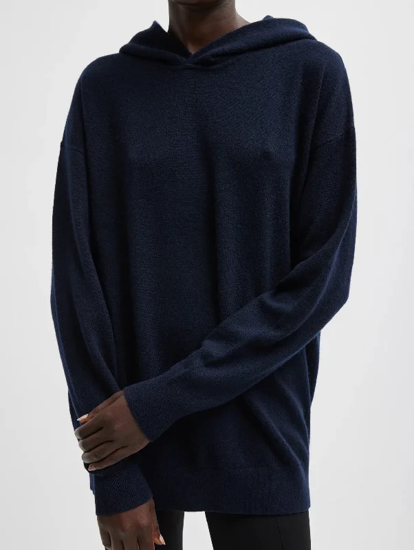 Women Wear Online Washable Cashmere Easy Men's Hoodie in Navy