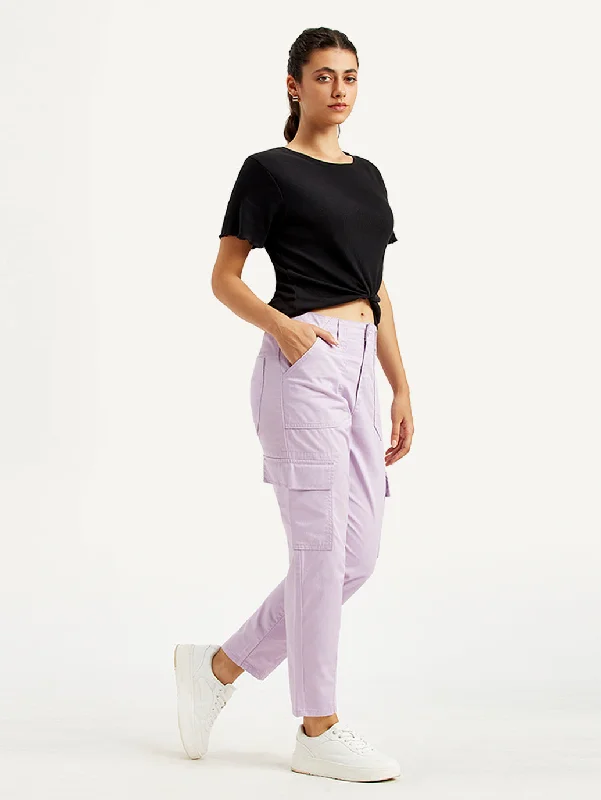 Current Trends Women's High Rise Lilac Cargo Trousers