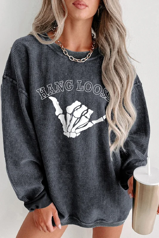 Vintage Women's Fashion Skeleton Hand Graphic Sweatshirt