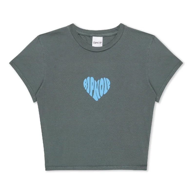 Women's Seasonal Apparel Ripnlove Cropped Baby Tee (Charcoal)