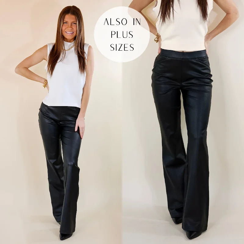 Chic And Comfortable SPANX | Leather-Like Flare Pants in Black