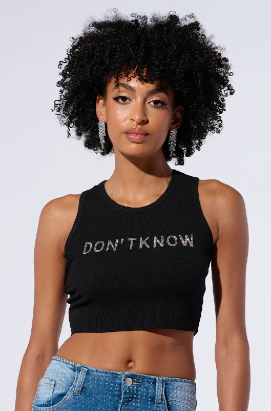 Designer Women's Fashion Online DONT KNOW DONT CARE CROPPED TANK