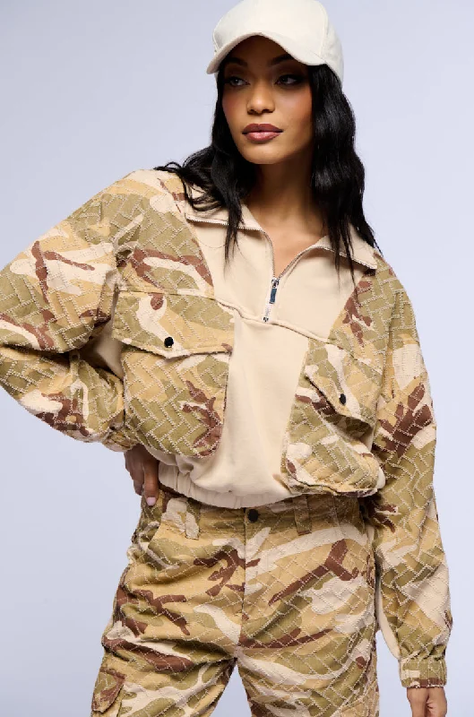 Women's Active Garments For Workouts ON DUTY LONG SLEEVE CAMO PRINT SWEATSHIRT