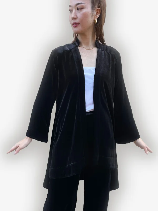 Women's Plus-Size Casual Outfit Silk Blend Velvet Kimono