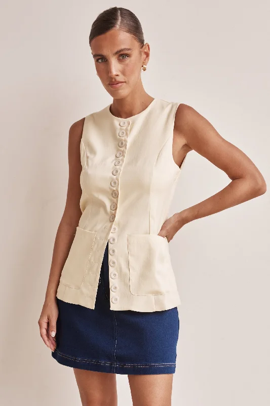 Online Boutiques Clothing Scarlett Vest (Butter)