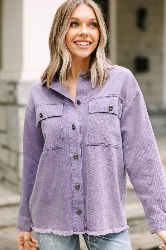 Charming Women's Holiday Apparel Easy Moves Dusty Purple Denim Jacket