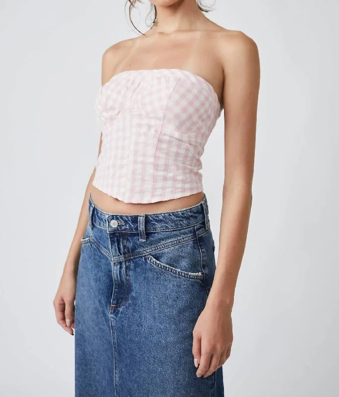 Fashion Essentials Leilani Gingham Tube Top In Pink Gingham