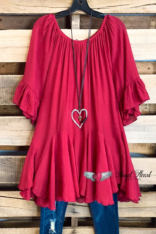 Stylish Savings AHB EXCLUSIVE: The It Girl Oversized Tunic -Crimson